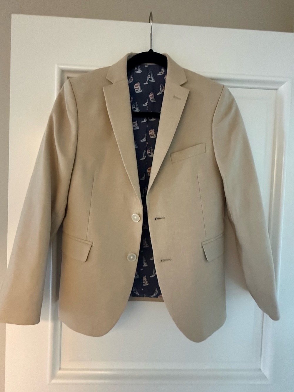 Boys Linen Tab Blazer with sailboat lining Lauren by Ralph Lauren 12R